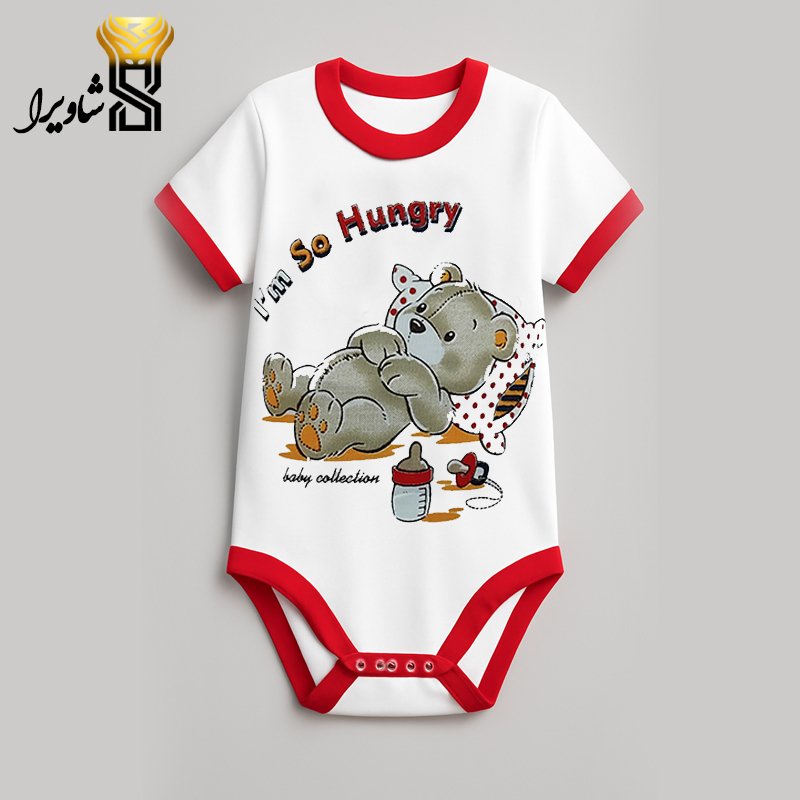 بلوز آستین کوتاه زیر دکمه مدل خرس خوابالو ۱۰۰٪ پنبه سایز یک