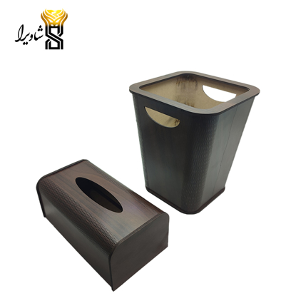 تصویر از ست سطل و جا دستمال کاغذی تیره