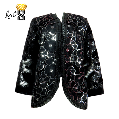 تصویر از کت کرپ لمه خرجکار مخمل مدل آستین تور دوسا کد 702