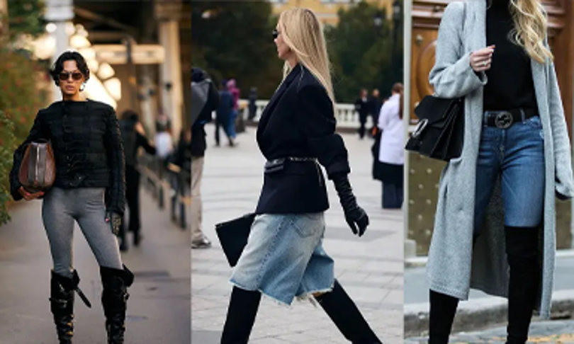 استایل با بوت بلند مشکی؛ ترند پاییزی و زمستان ۱۴۰۴